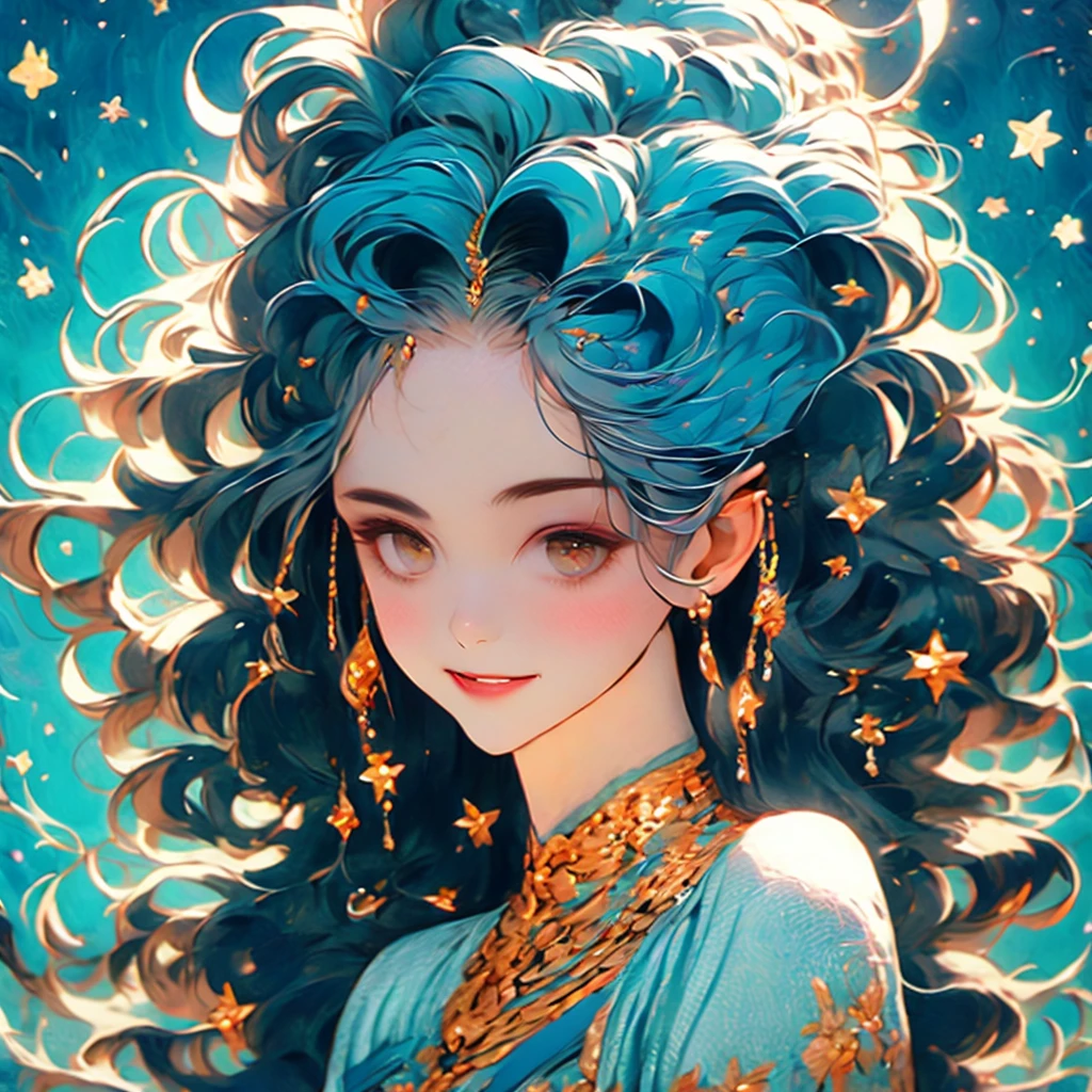 a woman with a crescent and stars in her hair, an ultrafine detailed painting by Rebecca Guay, tumblr, psychedelic art, moon goddess, goddess of the moon, lunar goddess, portrait of a norse moon goddess, celestial goddess, goddess of the hunt and the moon, goddess art, beautiful depiction, cosmic goddess, goddess of space and time, portrait of a cosmic goddess