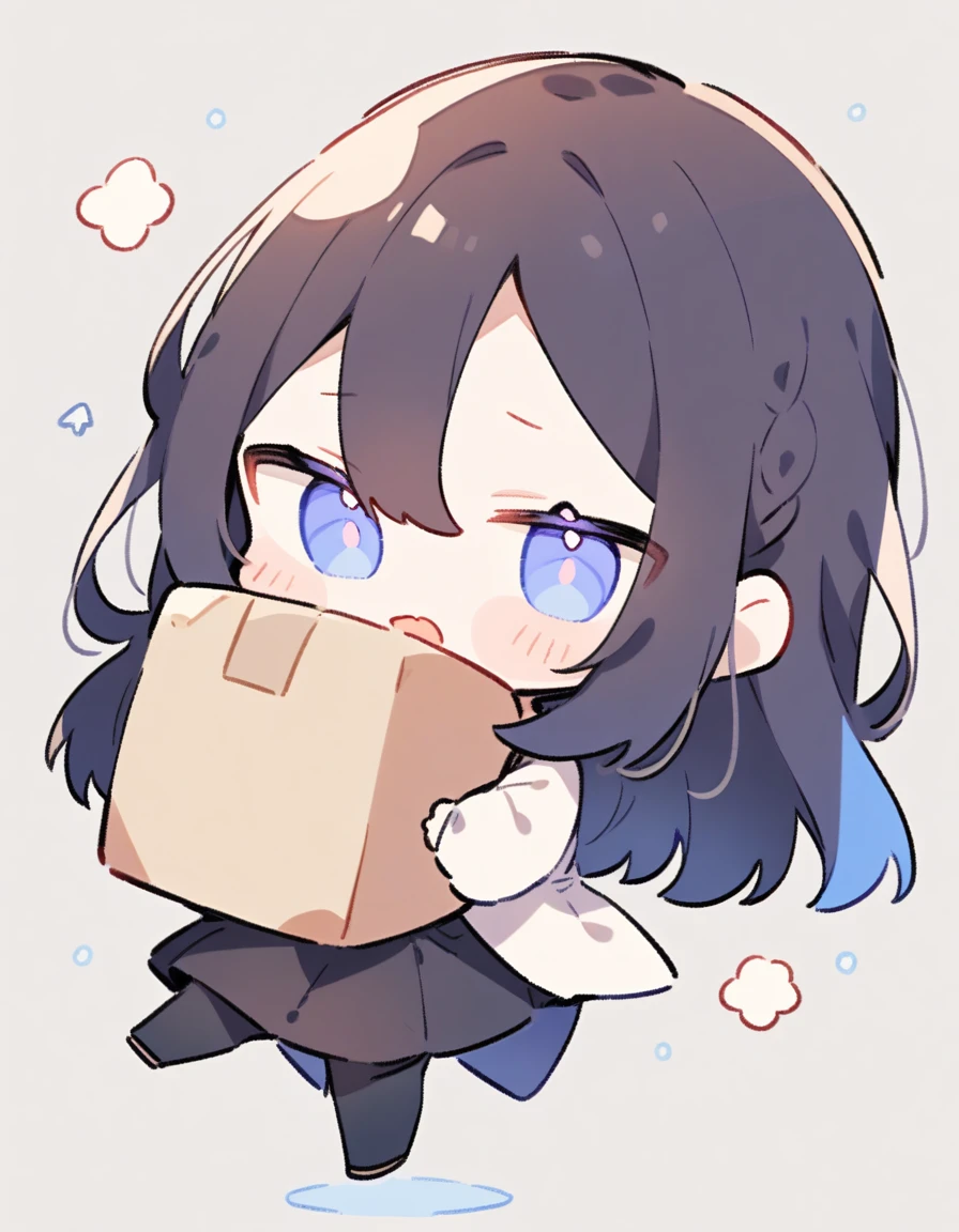 1boy, Chibi, Carrying A Box