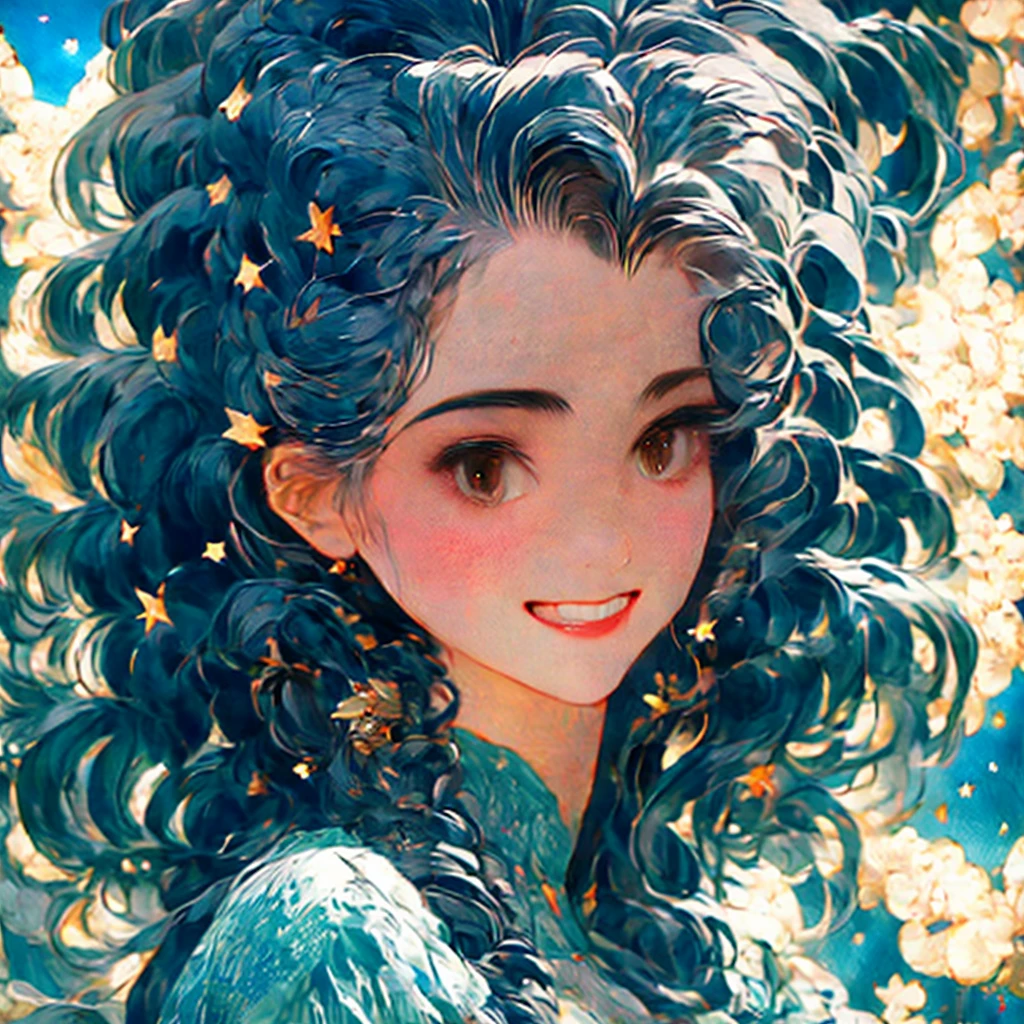a woman with a crescent and stars in her hair, an ultrafine detailed painting by Rebecca Guay, tumblr, psychedelic art, moon goddess, goddess of the moon, lunar goddess, portrait of a norse moon goddess, celestial goddess, goddess of the hunt and the moon, goddess art, beautiful depiction, cosmic goddess, goddess of space and time, portrait of a cosmic goddess