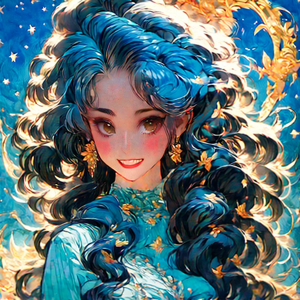 a woman with a crescent and stars in her hair, an ultrafine detailed painting by Rebecca Guay, tumblr, psychedelic art, moon goddess, goddess of the moon, lunar goddess, portrait of a norse moon goddess, celestial goddess, goddess of the hunt and the moon, goddess art, beautiful depiction, cosmic goddess, goddess of space and time, portrait of a cosmic goddess
