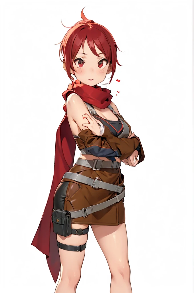 beautiful girl,Older sister mini skirt,Pencil Skirt,belt,Red scarf,barefoot,4K,8K,Highest quality