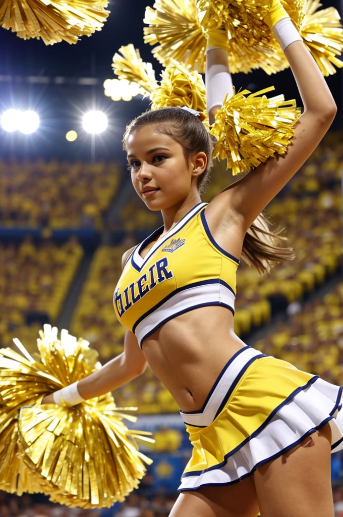 Yellow and silver cheerleader uniform