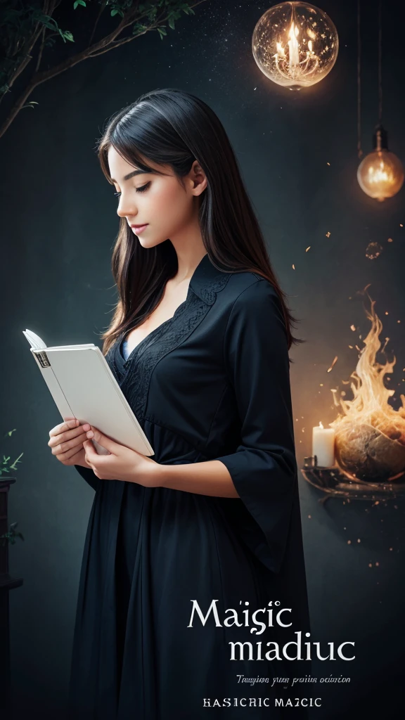 Create a beautiful ebook cover on title Illusion and magic 