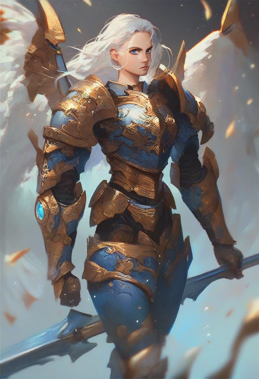 score_9, score_8_up, score_7_up, score_6_up, score_5_up, score_4_up,1girl, armor, weapon, wings, solo, shoulder armor, blue eyes, pauldrons, white hair, looking at viewer, power armor