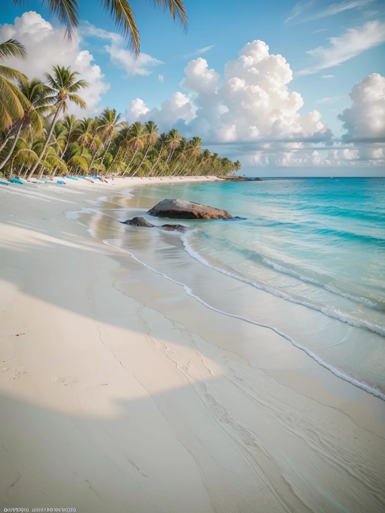 a breathtaking beach scene with crystal clear turquoise water, golden sand, swaying palm trees, seagulls flying overhead, a serene and peaceful atmosphere, (best quality,4k,8k,highres,masterpiece:1.2),ultra-detailed,(realistic,photorealistic,photo-realistic:1.37),dramatic lighting, vibrant colors, cinematic composition, intricate details, serene landscape