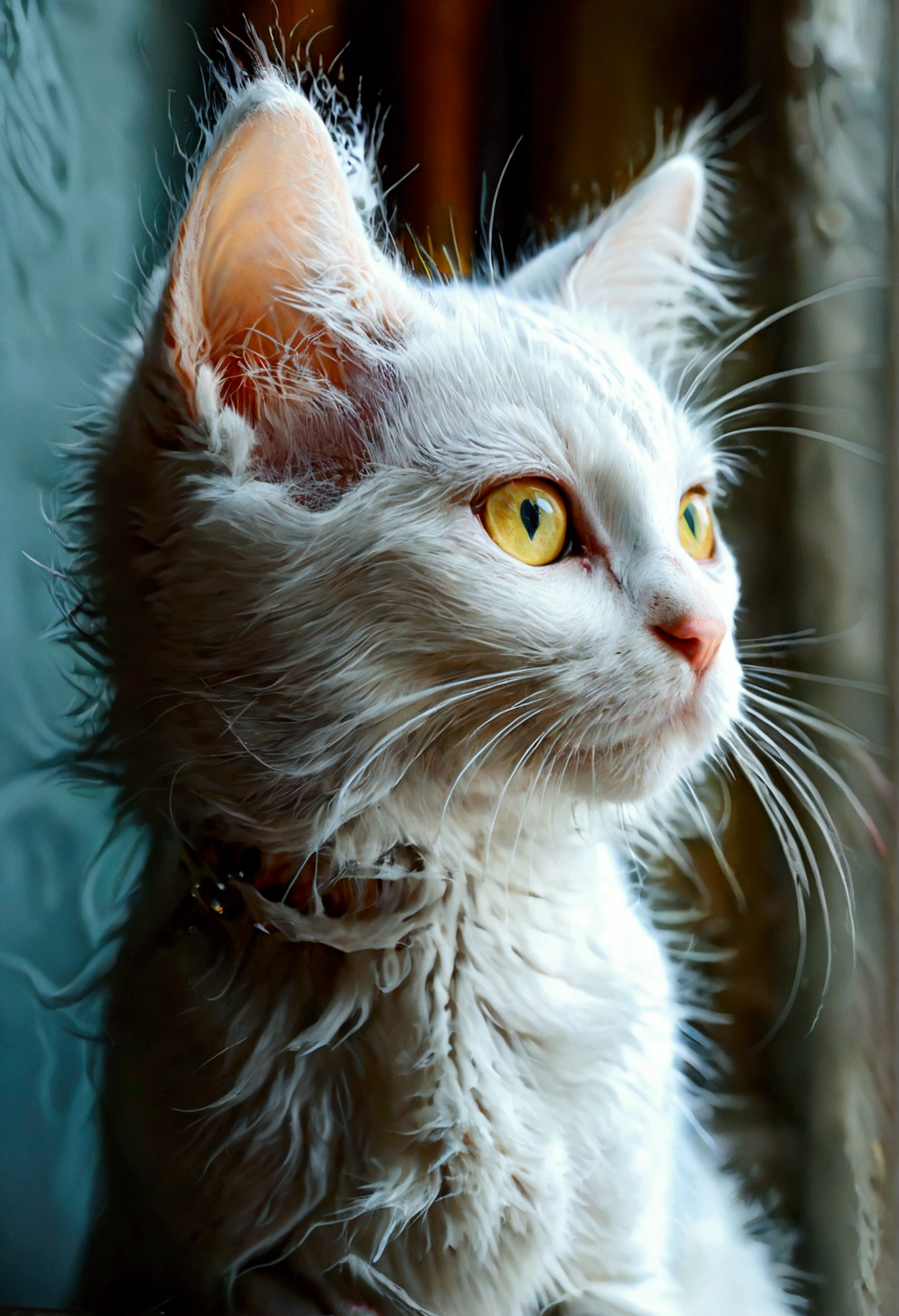 little white cat yellow eyes
