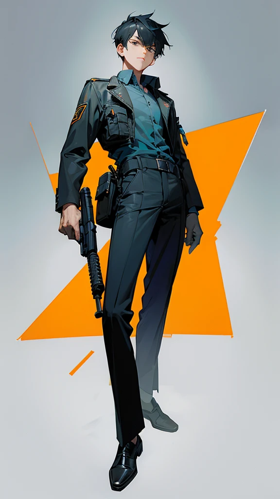 A man holds a G17 gun facing to one side with his left hand and parallel to the ground.
