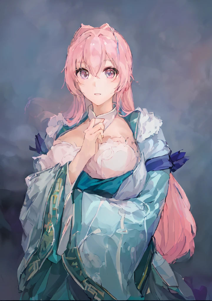 Pink Hair、Anime Girl,Pink eyes, Produced in collaboration with Anime Painter Studio, In the anime painter studio, ,  Sonison，超级Sonison，Celluloid，Three Kingdoms，Chinese style，antiquity，Hanfu，，Huge Breasts，Good shape，Pink ponytail，Pink long hair，Costume，包不住的Huge Breasts，Cute girl，Noble,Pink long hair，Smile，Satomi light diamond，Blazing Horse，Makeup on the lips，Light pink lips，Sexy lips，sonic，honoka，huge ，big boods