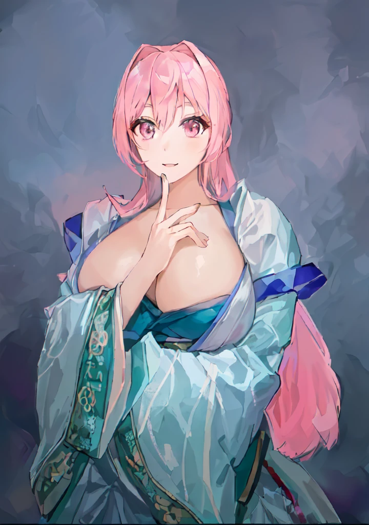 Pink Hair、Anime Girl,Pink eyes, Produced in collaboration with Anime Painter Studio, In the anime painter studio, ,  Sonison，超级Sonison，Celluloid，Three Kingdoms，Chinese style，antiquity，Hanfu，，Huge Breasts，Good shape，Pink ponytail，Pink long hair，Costume，包不住的Huge Breasts，Cute girl，Noble,Pink long hair，Smile，Satomi light diamond，Blazing Horse，Makeup on the lips，Light pink lips，Sexy lips，sonic，honoka，huge ，big boods