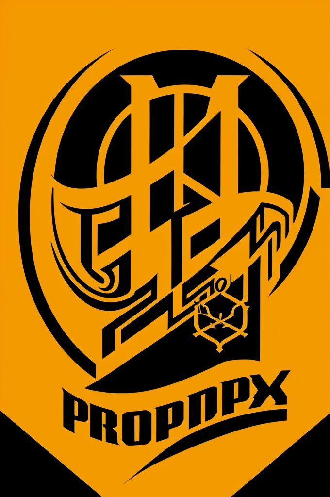 Futsal team logo with the initials PROUXA DND 2002 with the colors yellow black and orange