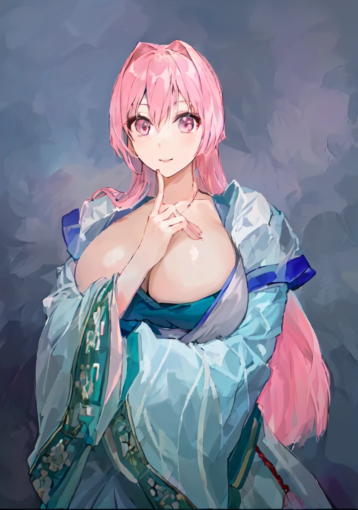 Pink Hair、Anime Girl,Pink eyes, Produced in collaboration with Anime Painter Studio, In the anime painter studio, ,  Sonison，超级Sonison，Celluloid，Three Kingdoms，Chinese style，antiquity，Hanfu，，Huge Breasts，Good shape，Pink ponytail，Pink long hair，Costume，包不住的Huge Breasts，Cute girl，Noble,Pink long hair，Smile，Satomi light diamond，Blazing Horse，Makeup on the lips，Light pink lips，Sexy lips，sonic，honoka，huge ，big boods