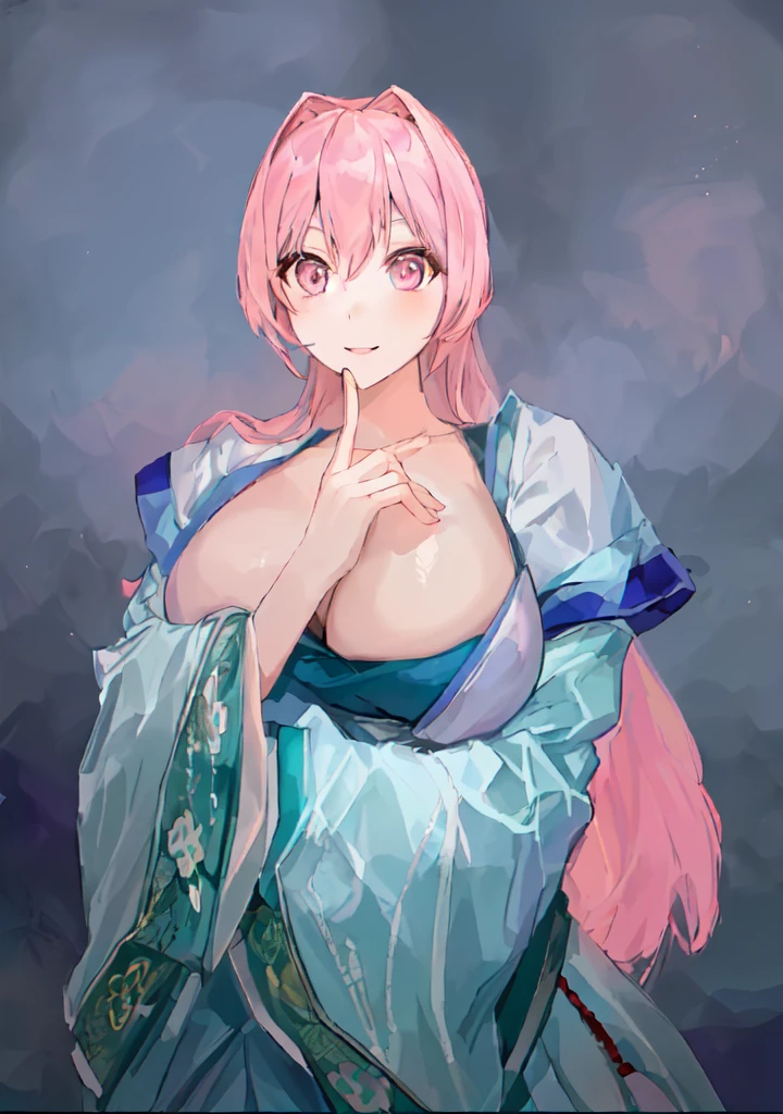 Pink Hair、Anime Girl,Pink eyes, Produced in collaboration with Anime Painter Studio, In the anime painter studio, ,  Sonison，超级Sonison，Celluloid，Three Kingdoms，Chinese style，antiquity，Hanfu，，Huge Breasts，Good shape，Pink ponytail，Pink long hair，Costume，包不住的Huge Breasts，Cute girl，Noble,Pink long hair，Smile，Satomi light diamond，Blazing Horse，Makeup on the lips，Light pink lips，Sexy lips，sonic，honoka，huge ，big boods