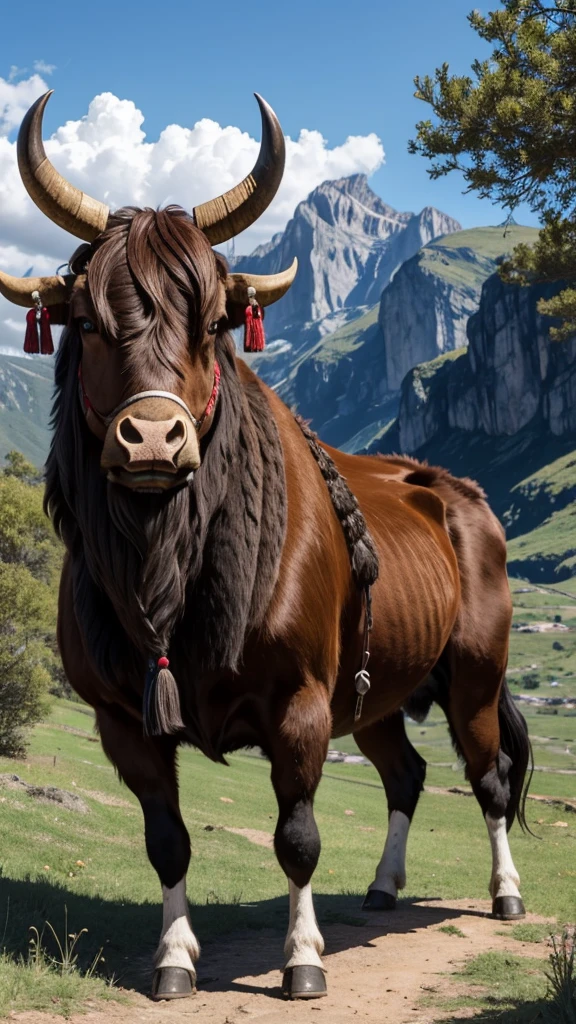 SPANISH OX SPANISH FALG IN BACKROUND