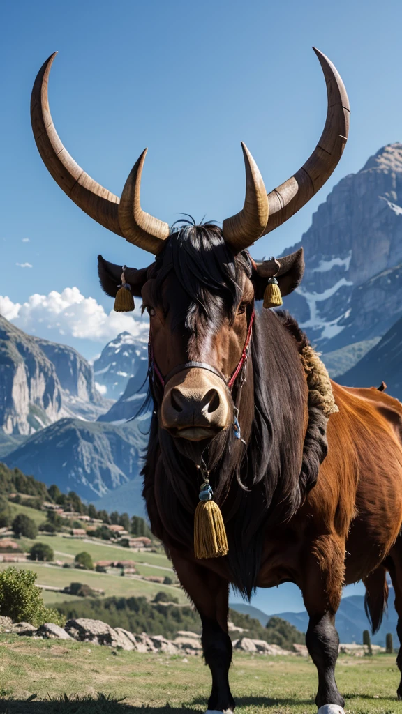 SPANISH OX SPANISH FALG IN BACKROUND