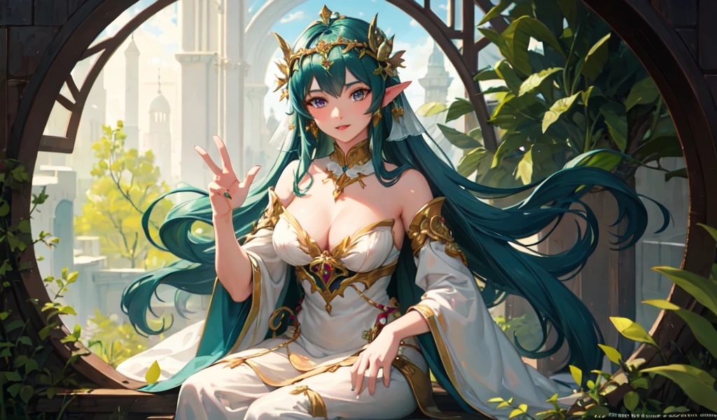 ((Highest quality)), ((masterpiece)), (detailed), A beautiful dryad queen,Five fingers,Wearing a lot of ornaments
