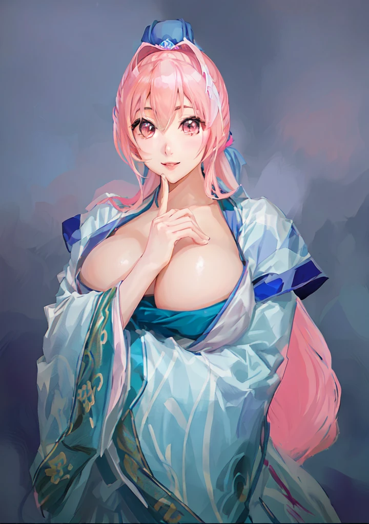 Pink Hair、Anime Girl,Pink eyes, Produced in collaboration with Anime Painter Studio, In the anime painter studio, , Sonison,超级Sonison,Celluloid,Three Kingdoms,Chinese style,antiquity,Hanfu,,Huge Breasts,Good shape,Pink ponytail,Pink long hair,Costume,包不住的Huge Breasts,Cute girl,Noble,Pink long hair,Smile,Satomi light diamond,Blazing Horse,Makeup on the lips,Light pink lips,Sexy lips,sonic,honoka,huge ,big boods