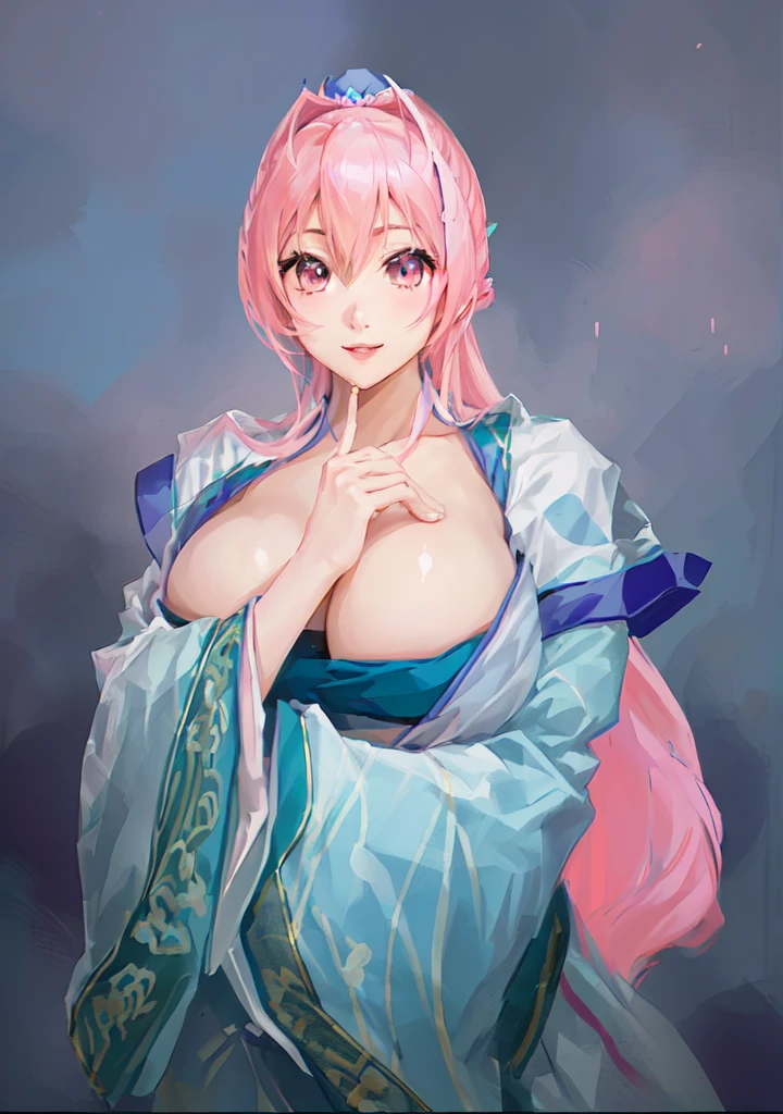 Pink Hair、Anime Girl,Pink eyes, Produced in collaboration with Anime Painter Studio, In the anime painter studio, , Sonison,超级Sonison,Celluloid,Three Kingdoms,Chinese style,antiquity,Hanfu,,Huge Breasts,Good shape,Pink ponytail,Pink long hair,Costume,包不住的Huge Breasts,Cute girl,Noble,Pink long hair,Smile,Satomi light diamond,Blazing Horse,Makeup on the lips,Light pink lips,Sexy lips,sonic,honoka,huge ,big boods