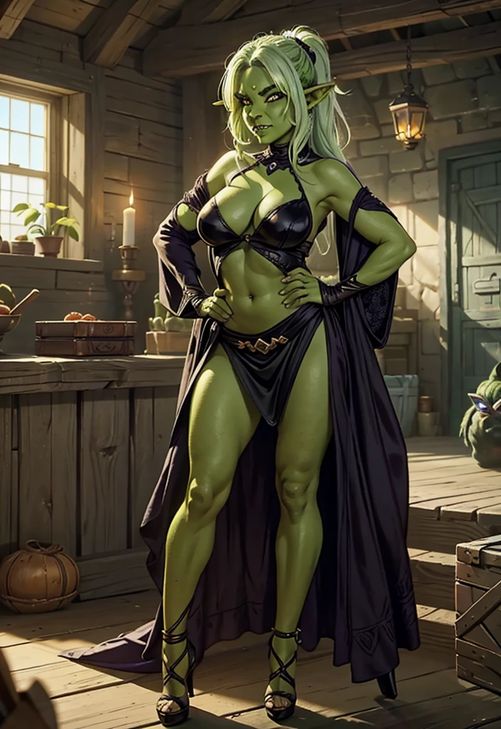 UHD  8k, HDR+, goblin-мужчина и goblin-женщина целуются страстно в губы, a cartoon of a woman with a green face anD white hair, goblin girl DnD character, goblin female portrait, green skin, Drak fantasy goblin, green orc woman, goblin art, D&D goblin rogue, full color illustration, Dжули Белл Бипл, orc themeD, female orc, goblin, epic full color illustration, from pathfinDer, full art illustration, high heels, high heel shoes