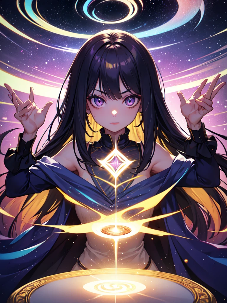 Highest quality,((Highest quality)),((Tabletop)),((Perfect Face)),detailed５Two fingered hand,1 Girl,(Background Blur), ((Holographic)),1 Girl,milky way, (Stripes of light), Impressive visuals, (Dynamic Streaks, Path of Light:1.2), Bright colors,whole body,Dynamic pose,Blonde,Purple eyes,watercolor画, （Lightless, Eyes without highlights, Evil Eye, A bad looking person with white eyes, It&#39;s a red eyeliner）,whole body絵, Wearing a maid outfit and （Gradient braided hair, (Light purple hair), (Ink blotches:1.1), (pale:1.2),(Light purple:1.2),(Light green:1.2)　and a mature face,tall, Wearing black tights,Green Eyes, The skin is hidden　and maid, The background is a dark and desolate landscape, Horror movie atmosphere. Her figure is extremely beautiful, Emphasizing the dark and crazy elements. Skillfully expressing the effects of light and shadow, detailed, The face and expression of the black costume are also carefully drawn...,sketch (Character design sheet, same characters, whole body, Three-View, front, ~ ~ ~ side, return) and 1 female, Nervous,Cowboy Shot,,(Very bright:1.1), White Background, [1 Girl:7], (Tilt your head:1.2), ([sketch|watercolor \(Moderate\)]:1.15),Chaotic Abstract