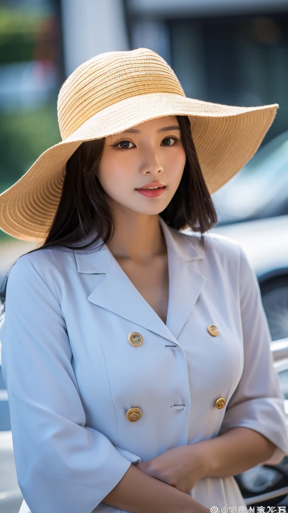 Big breasted asian women wearing a hat