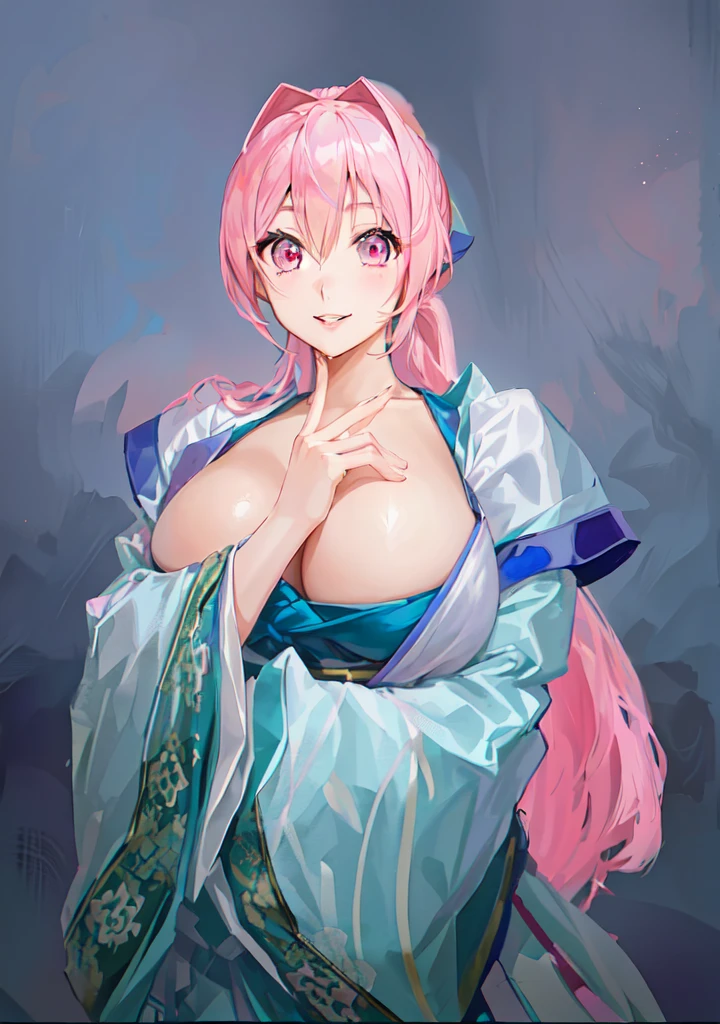 Pink Hair、Anime Girl,Pink eyes, Produced in collaboration with Anime Painter Studio, In the anime painter studio, , Sonison,超级Sonison,Celluloid,Three Kingdoms,Chinese style,antiquity,Hanfu,,Huge Breasts,Good shape,Pink ponytail,Pink long hair,Costume,包不住的Huge Breasts,Cute girl,Noble,Pink long hair,Smile,Satomi light diamond,Blazing Horse,Makeup on the lips,Light pink lips,Sexy lips,sonic,honoka,huge ,big boods