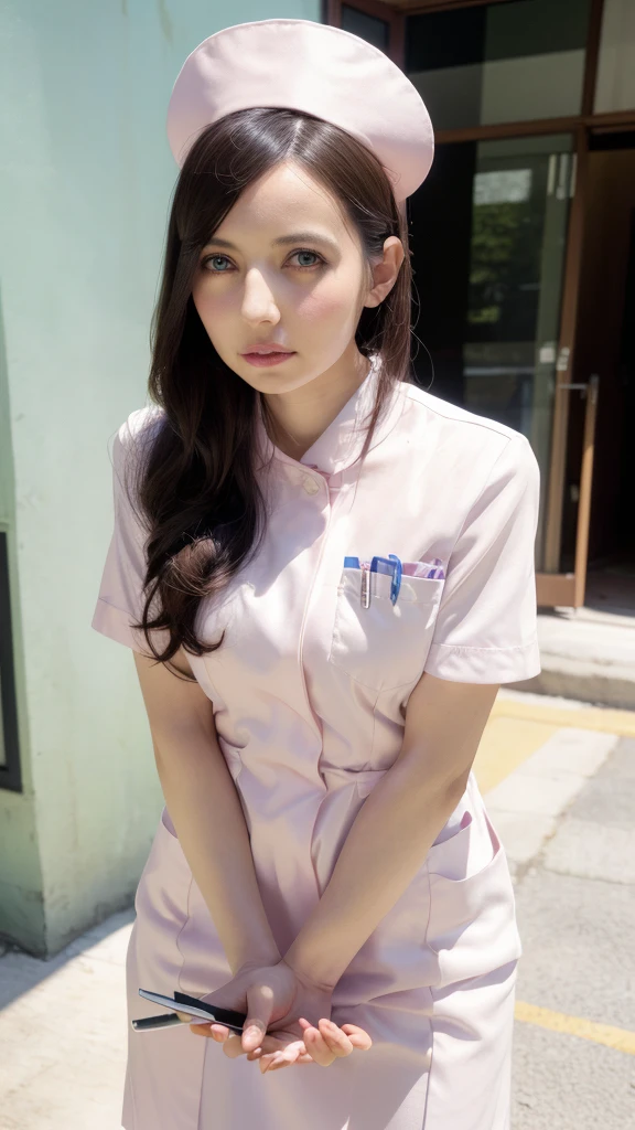 1 girl,(Wearing white nurse clothes:1.2),(RAW Photos, highest quality), (Realistic, photo-Realistic:1.4), masterpiece, Very delicate and beautiful, Very detailed, 2k wallpaper, wonderful, finely, Very detailed CG unity 8k wallpaper, Very detailed, High resolution, Soft Light, Beautiful detailed girl, Very detailed eyes and face, Beautiful and detailed nose, finely beautiful eyes, nurse, Perfect Anatomy, Black Hair, Upstyle, nurse uniform, ((nurse cap)), micro skirt, nurse, White costume, thin, hospital, clear, White Uniform, hospital room, Neck auscultation,(Becky)
