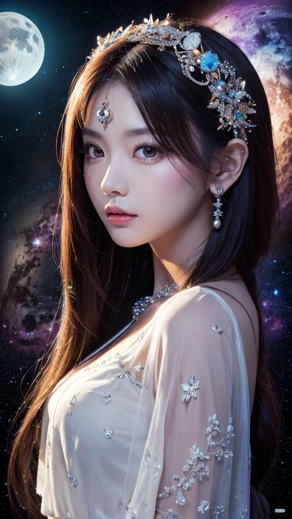 Moon Goddess, Super detailed, Super beautiful,Very vivid space colors, super strengthened, Ultra Full UHD, Super Resolution 