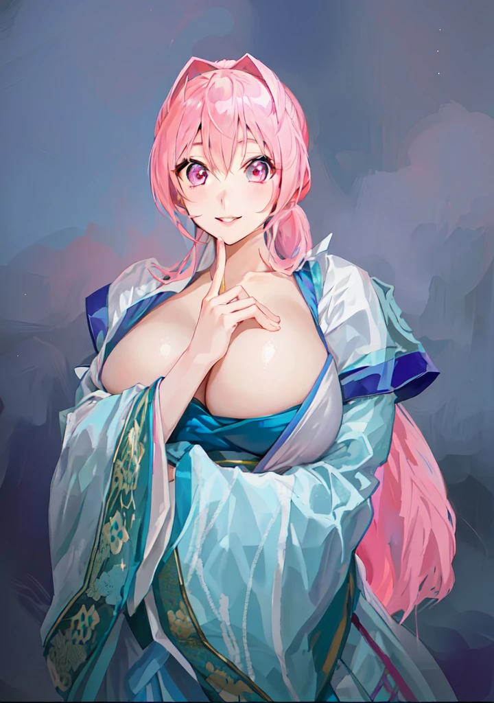Pink Hair、Anime Girl,Pink eyes, Produced in collaboration with Anime Painter Studio, In the anime painter studio, , Sonison,超级Sonison,Celluloid,Three Kingdoms,Chinese style,antiquity,Hanfu,,Huge Breasts,Good shape,Pink ponytail,Pink long hair,Costume,包不住的Huge Breasts,Cute girl,Noble,Pink long hair,Smile,Satomi light diamond,Blazing Horse,Makeup on the lips,Light pink lips,Sexy lips,sonic,honoka,huge ,big boods