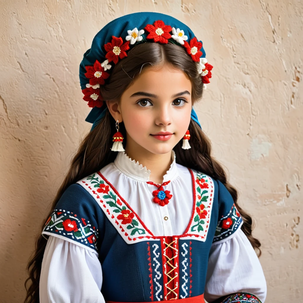 cross stitch pattern, georgian girl in folk outfit