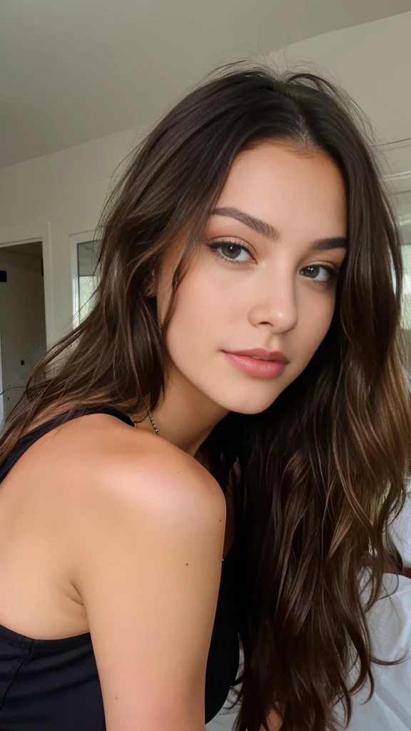 Beautiful brunette with blonde highlights, wearing no clothes, boobs, nipples (22 years old, innocent face, natural wavy hair, blue eyes), and a woman ((Selfie on upper body, a happy one)), masterpiece, best quality , ultra-detailed, solo, outside, (the night), mountains, nature, (the stars, officer) serene, analog style (Look at the viewer: 1.2) (skin texture) (film grains: 1.3), (warm tone, warm tone : 1.2), a close-up of a, cinema light, side light, extra high resolution, better shadow, ROH, upper body, sweater, Beautiful brunette with blonde highlights, dark aesthetic lights, very detailed, 22 years old, face innocent, natural wavy hair , blue eyes, high resolution, masterpiece, best quality, intricate high level of detail, very detailed, sharp focus, detailed skin, realistic skin texture, texture, detailed eyes, professional, 4K, charming smile , filmed with Canon, 85 mm, shallow depth of field, Kodak Vision Color, perfectly fitting body, Extremely detailed, Photographer_\(Ultra\), photorealistic, Realistic, Post-treatment, maximum details, Roughness, true life, Ultra realist, Photorealism, Photography, 8K UHD, Photography, ((Body image)), masterpiece, best quality, ultra detailed, nature, serene, happy, shadow, contrast, clear sky, style, (warm tone, warm tone: 1.2), close up, cinematic light, side lighting, ultra high resolution, best shadow, RAW , face part, serious look, normal breasts, 4K, nature, lace,