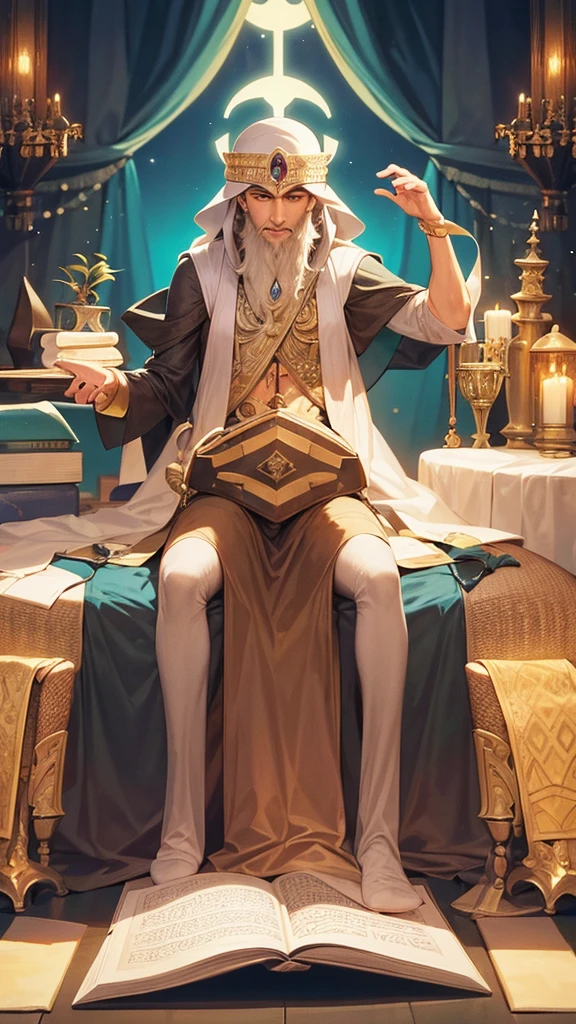 A wise sheikh with extensive knowledge of history and mythology.