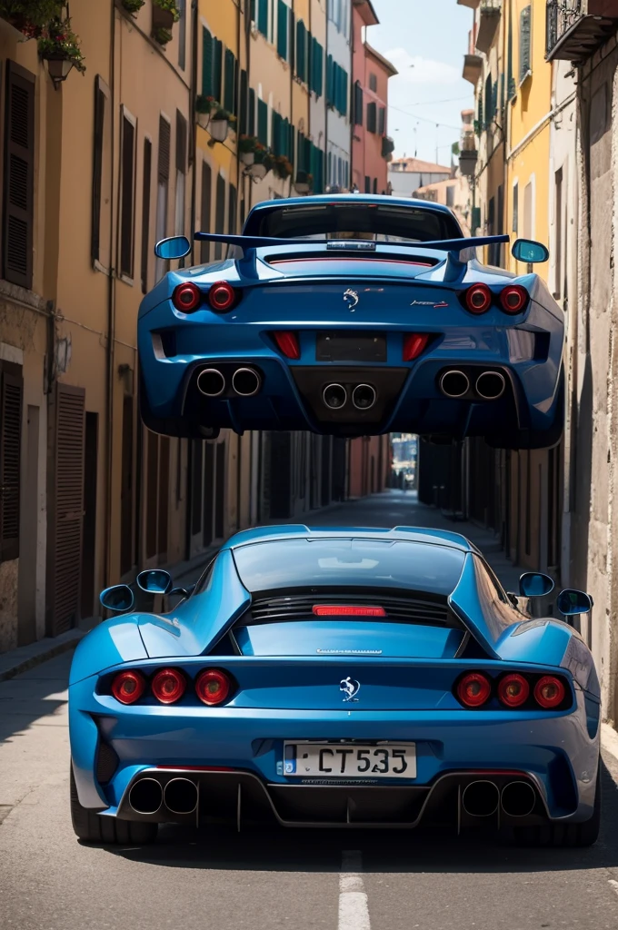 sharp blue sports car parked on a city street, Blue car, Vencedor do concurso Pexels, italian style, details and vivid colors, colorful with red hues, car photography, luxurious lifestyle, cores vivas vibrantes, Ferrari F40, hd photography street, best in stock from Adobe, Rico, picturesque colors, Italy, vibrant red colors, masterpiece italy