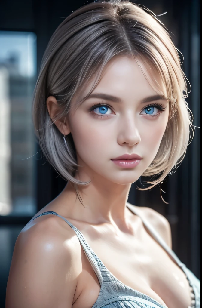 Ultra high definition, Gray Hair, girl, Profile picture, blue eyes, Long eyelashes, Soft lips,Lip gloss, Young, firm skin,Soft skin texture, beautiful, masterpiece, 8k Raw Photo:1.5, 