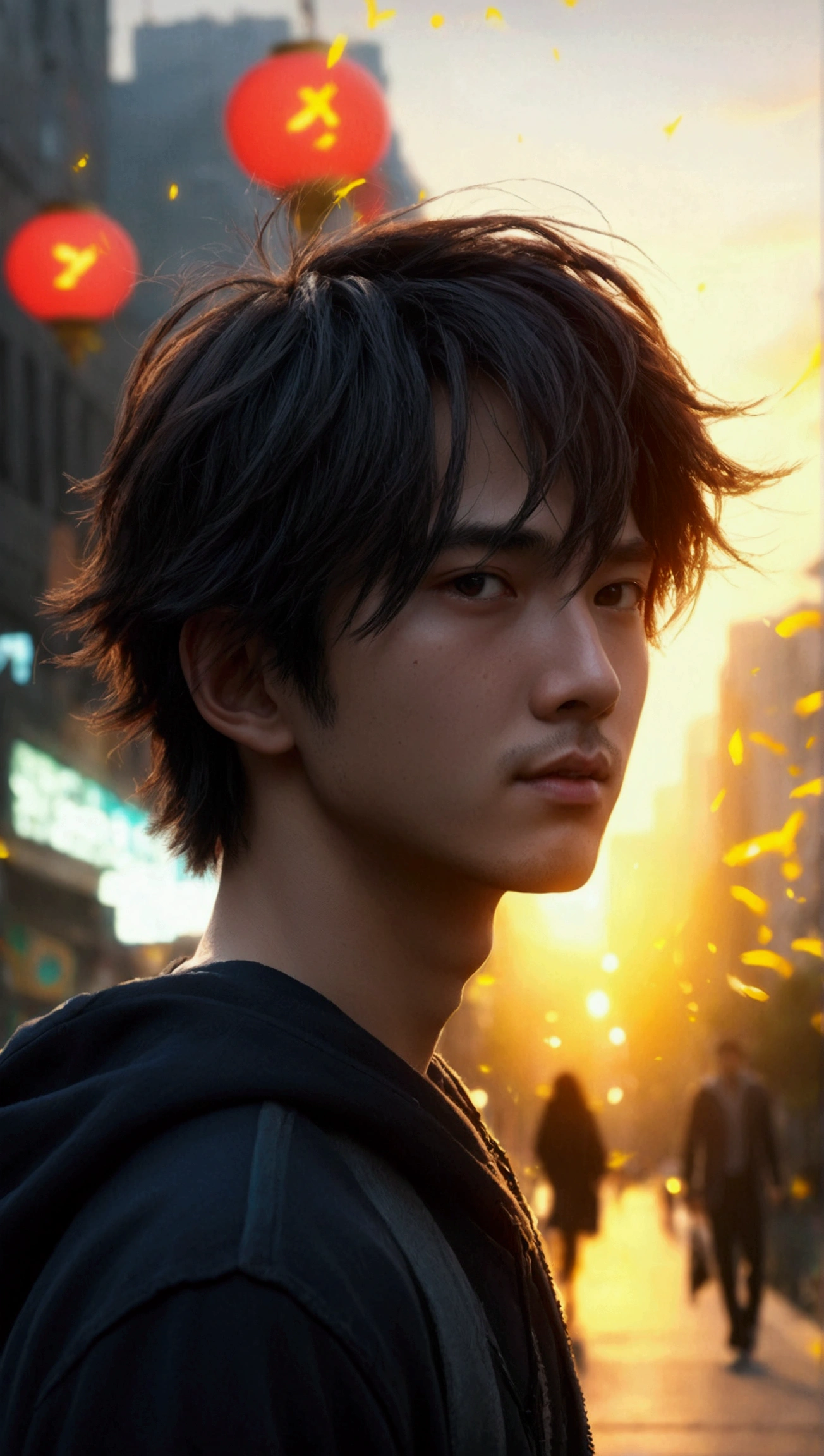 Realistic,1 Korean male,22 years old,front-facing,intricately details,gag,Look away,Male focus,Yui,morning sky,Gentle lighting,Cinematic lighting,Portrait,Full of love,(Have on the street、beautiful light up, award-winning, Photorealsitic, realistic shaded, Realistic lighting, beautiful light up, Ray traching, intricately details, sullenness, the rule of thirds, tmasterpiece, (illustratio:1.1), a high resolution, (extremaly detailed cg, Unity, 8k wallpaper:1.1), Ultra-realistic realism, tmasterpiece, bokeh dof, The is very detailed, twists, zoomout, extremely colorful, vivd colour、The is very detailed、tmasterpiece、Reality、Ultra-realistic realism、a high resolution、zoomout、sullenness、Beautiful fece、ultra - detailed、Good anatomy、crisp face、crisp face、1boys, Male focus, Topless man, Disheveled hair, looking at viewert, En plein air, Beautiful lighting, deepshadow, Best quality, masutepiece, Ultra-high resolution, Photorealistic, Blurred background, (R a female W photo: 1.2), ((Photorealistic: 1.4), (masutepiece: 1.3), (Best quality: 1.4), Ultra-high resolution, (Detailed facial features), (Detailed clothing features), nffsw, 8K resolution, photography of:Jernau kris stew, a ( a handsome man, 15 years old),
