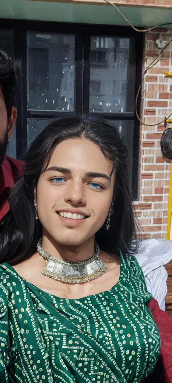 masterpiece, (best quality:1.4), portrait Solo, young male, man, european, blue eyes, black hair, pony tail, pale skin, casual plain clothes, serious eyes