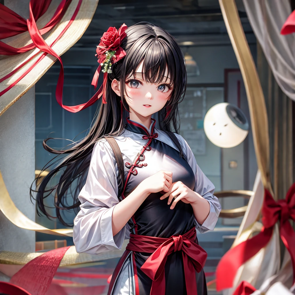 alone、1 girl、doll-joints、full body portrait,cheongsam