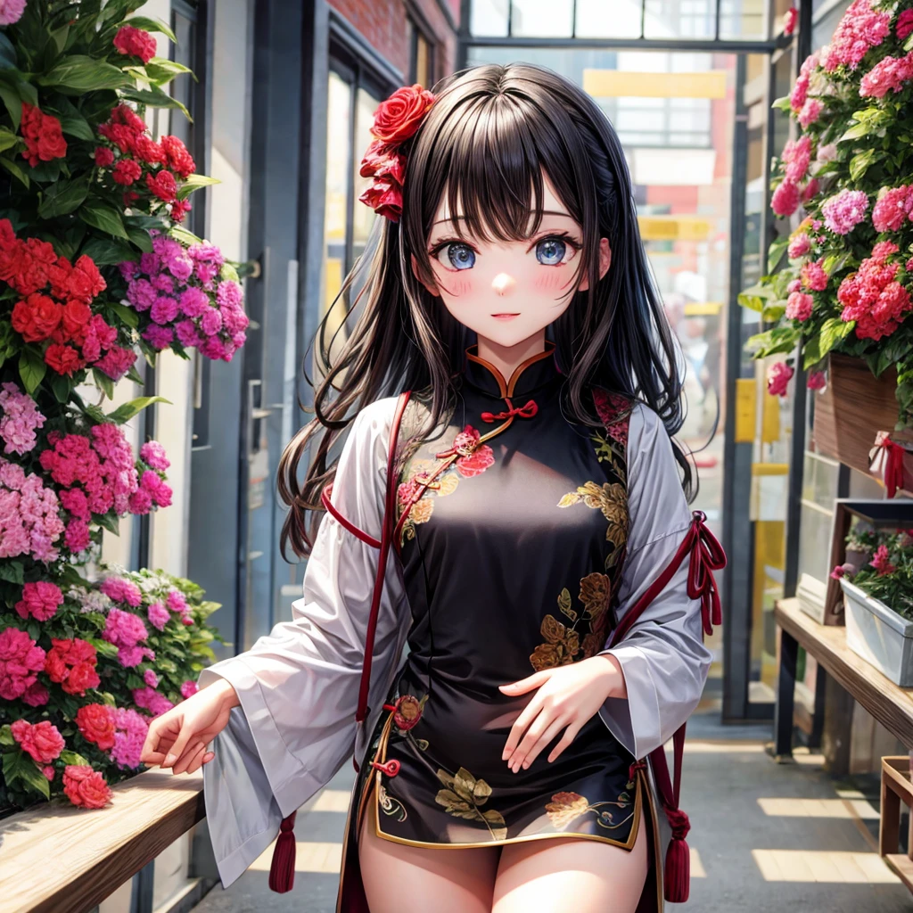 alone、1 girl、doll-joints、full body portrait,cheongsam