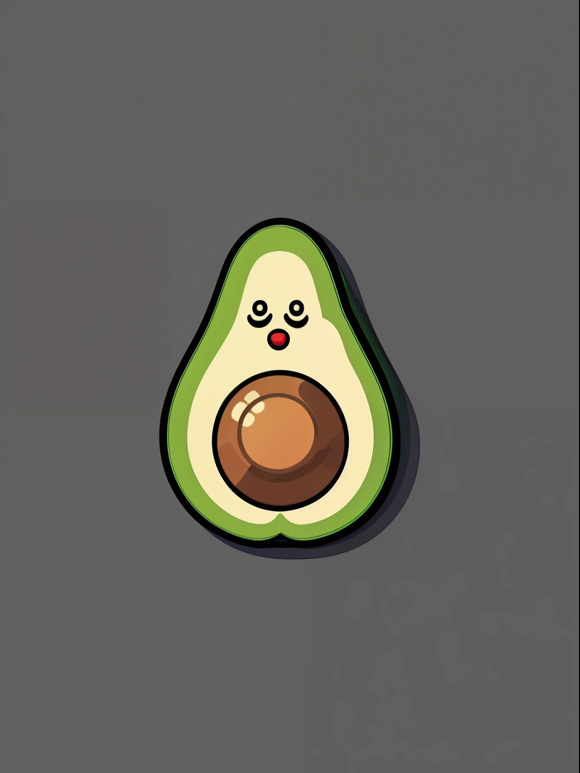 A detailed illustration of an avocado with a face smiling, magic, t-shirt design, bright dark colors, t-shirt design, pastel tetradic colors, 3D vector art, dark and quirky, fantasy art, Adobe Illustrator, hand-drawn, digital painting, low-poly, soft lighting, retro aesthetic, focused on the object, 4K resolution, photorealistic rendering, using Cinema 4D, isometric style