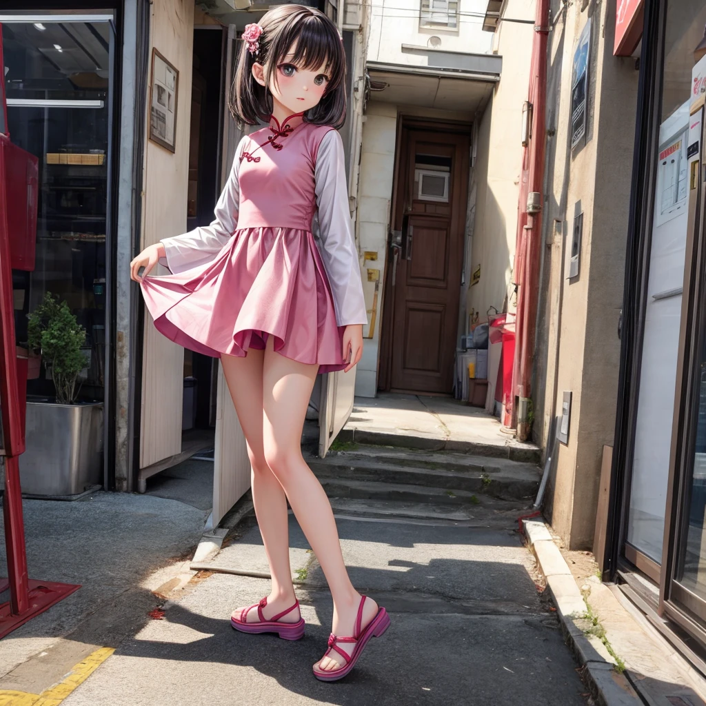 alone、1 girl、cute、full body portrait、cheongsam，petite