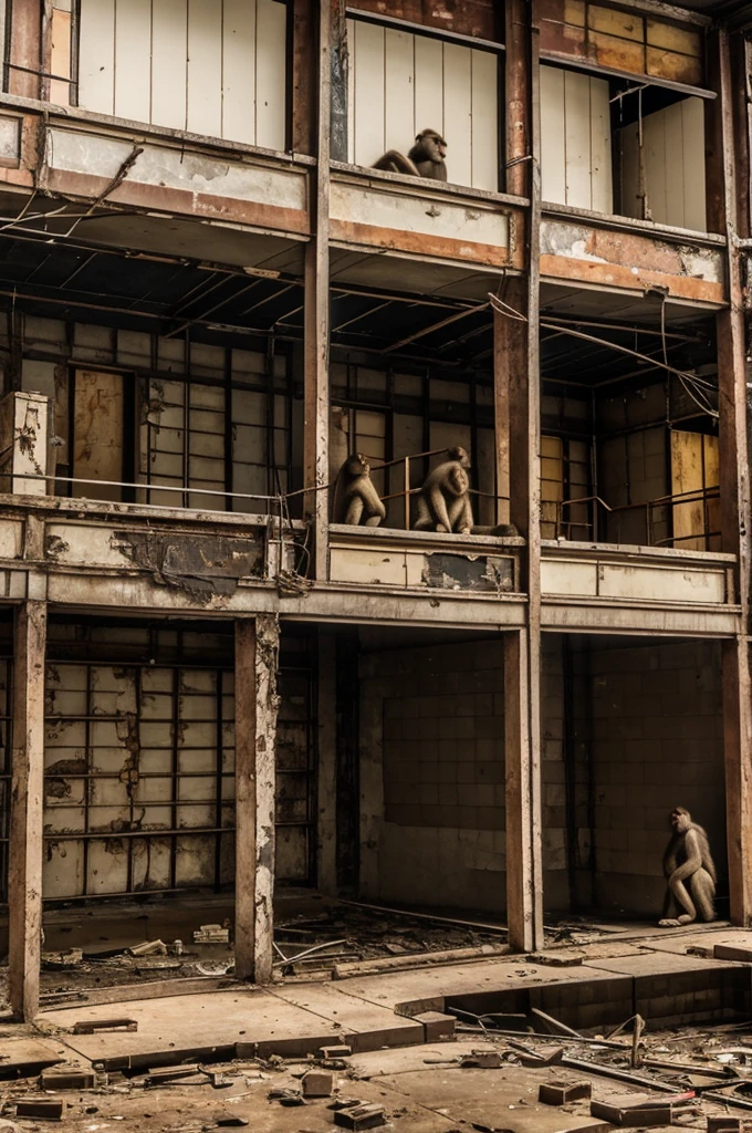 abandoned museum, eerie mannequins, dim lighting, slightly sexy poses, vintage Showa-era clothing, dusty display cases, cracked floors, eerie shadows, high resolution, flickering fluorescent lights
