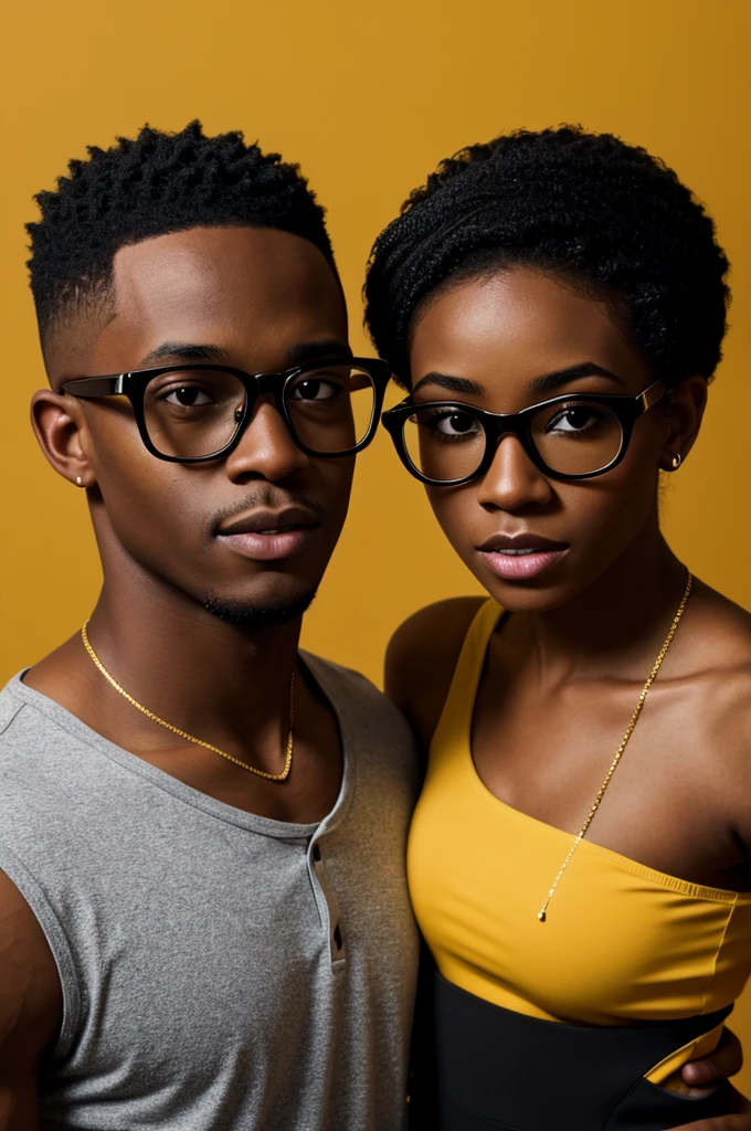 young black men and woman with gold diamonds glasses , 4:3, photo 12k resolution hash flash lighting, shot on ALEXA 65, Velvia 100 , underexposed, Voigtlnder Nokton 50mm f1.1, in the style of Martin Nikon Z 8 with Zoom Lens | with 24-120mm