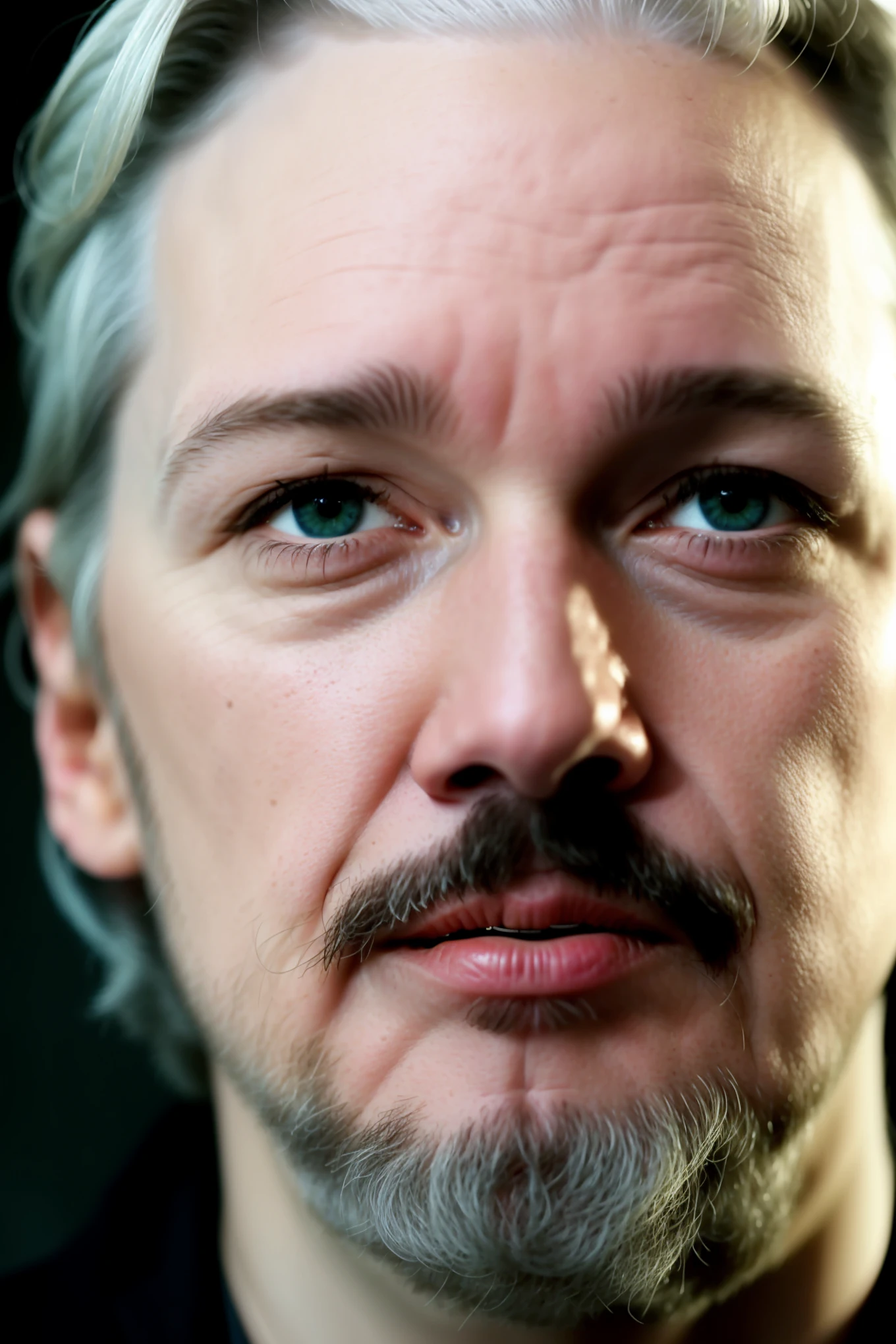 Journalist Julian Assange, in his high-definition portrait, exudes a sense of resilience and determination. His sharp features are illuminated under natural light, capturing the lines of his strong jawline and deep-set eyes that hold a steadfast gaze. The bold text "Freedom After 5 Years" is elegantly placed behind him, serving as a poignant backdrop to his story of perseverance. The portrait is presented in exceptional quality, with every detail meticulously captured, evoking a sense of realism that is both captivating and thought-provoking. The image is reminiscent of a cinematic scene, with the dramatic lighting and high definition bringing out the depth