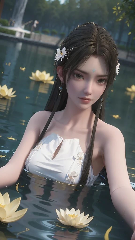 White clothes,White petal-shaped clothes,Complex clothes