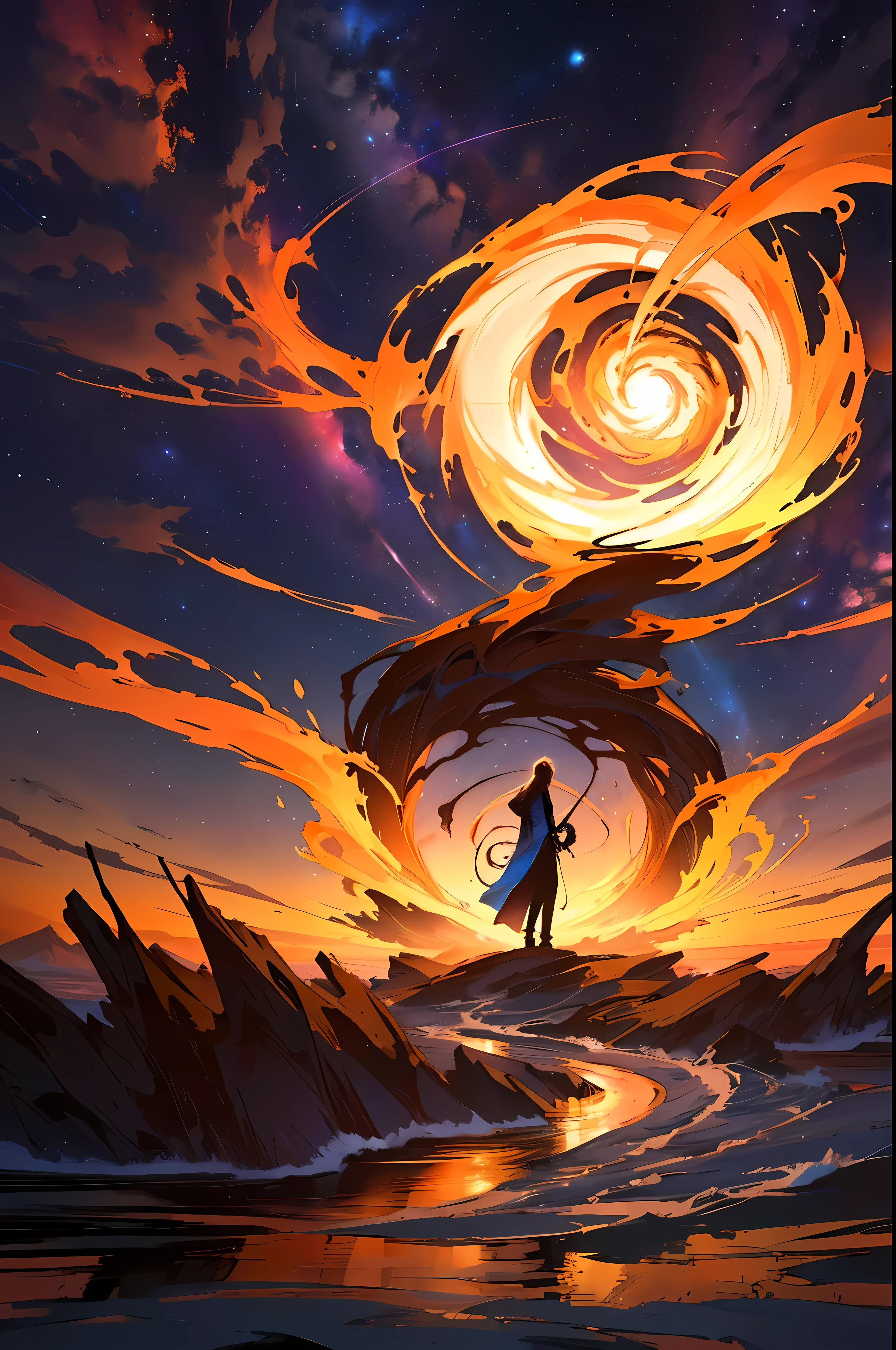 redraw in greater detail, more swirl in the portal in the sky