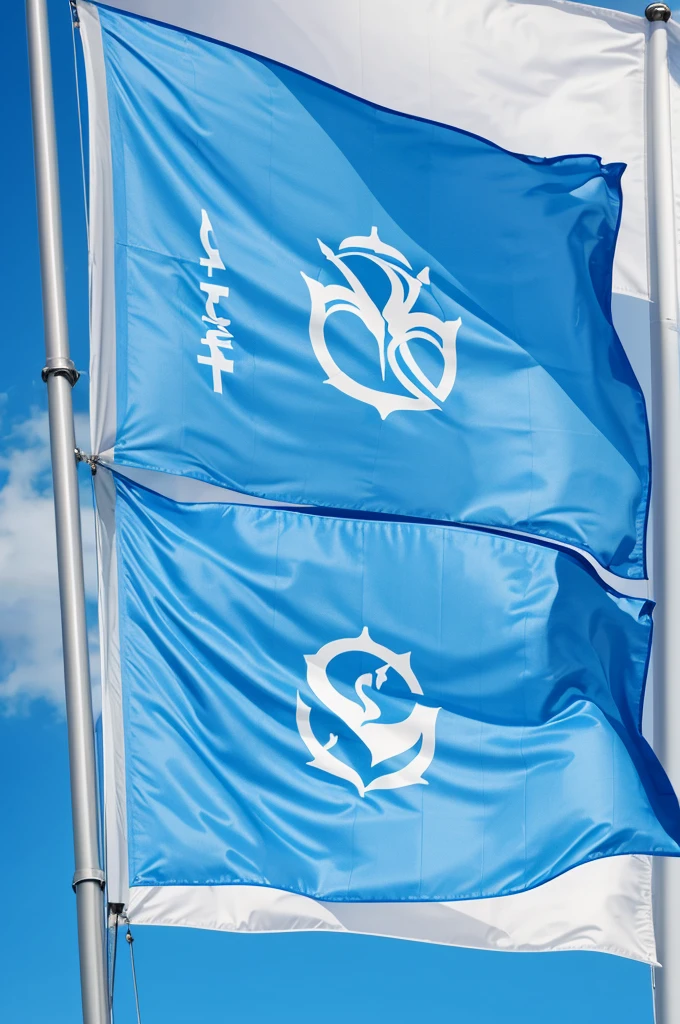 A blue flag with light blue and the logo of the KPSS DENEME
