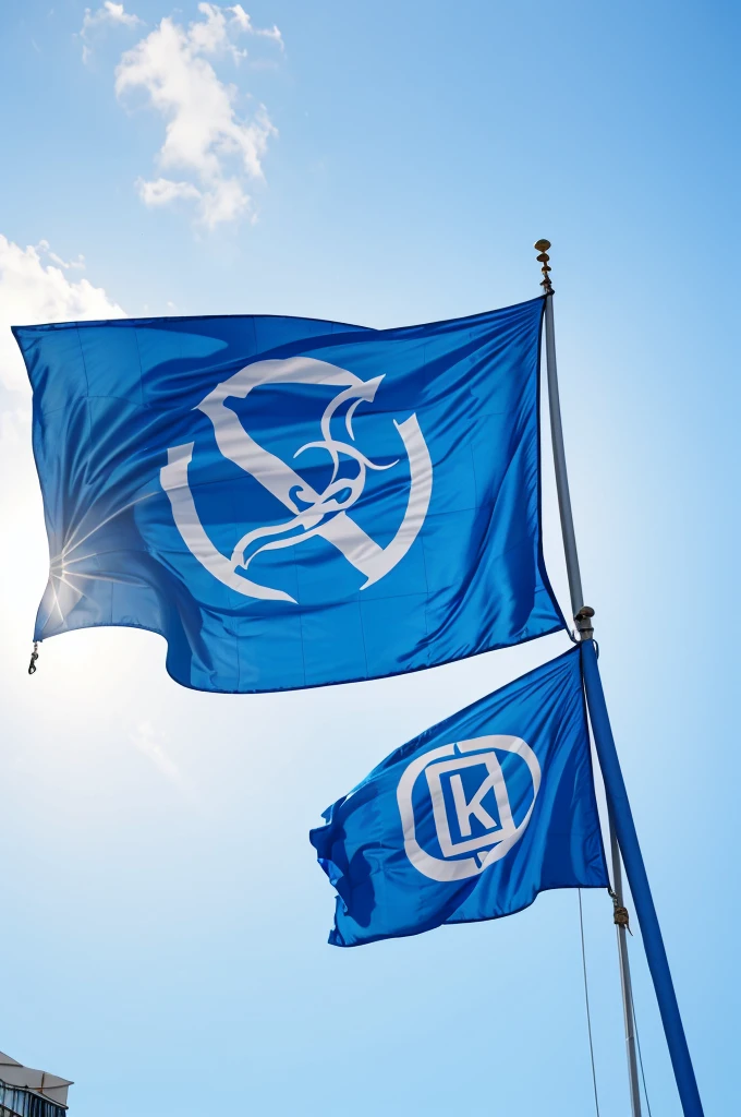 A blue flag with light blue and the logo of the KPSS DENEME