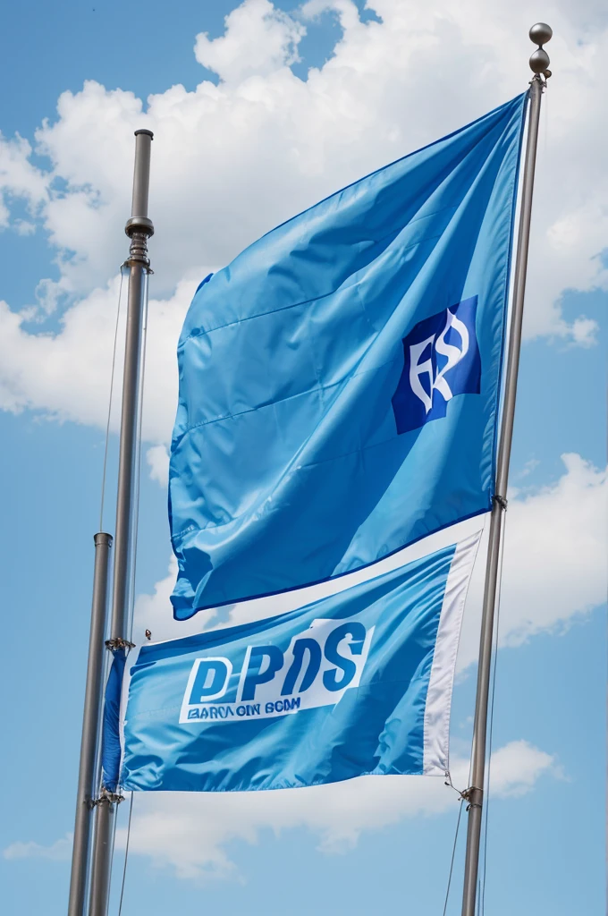 A blue flag with light blue and the logo of the KPSS DENEME