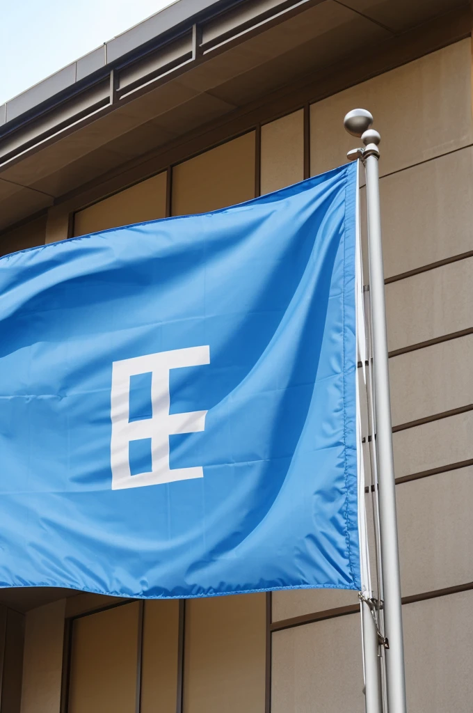 A blue flag with light blue and the logo of the KPSS TDENME KPSS TEST written on the flag