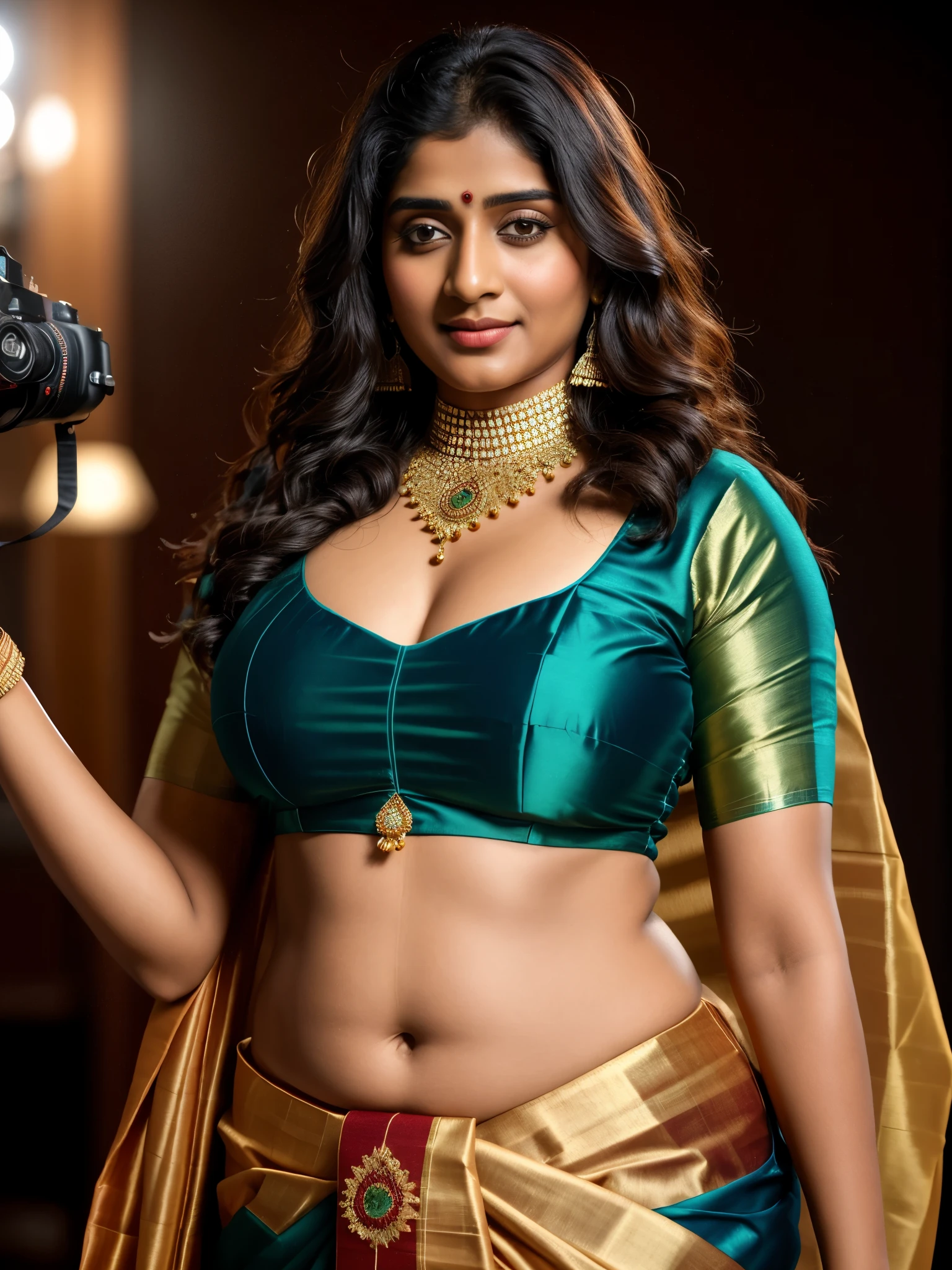 Foto RAW, photorealistic, photography, full body shot, master shot, Saree model, model Photography, Indian saree shoot, Indian traditional wear advertising photography, traditional wear brand shoot, face of Indian actress NivethaThomas, masterpiece, realistic, realism, photorealism, high contrast, photorealistic Artstation 8k HD digital art trend of high definition and detailed realistic skin texture, ultra detail, realistic skin texture, armature, best quality, ultra high definition, (photorealistic:1.4),, high resolution, detail, raw photo, Re sharp, by Lee Jefferies Nikon D850 Film Stock Photo 4 Kodak Portra 400 Camera F1.6 Lens Rich Color Ultra Real Realistic Realistic Textures Dramatic Lighting Unreal Engine Trending at Art Station Cinestill 800,(pele altamente detalhada: 1.2), 8k UHD, DSLR, soft-lighting, alta qualidade, grain of film, Fujifilm XT3