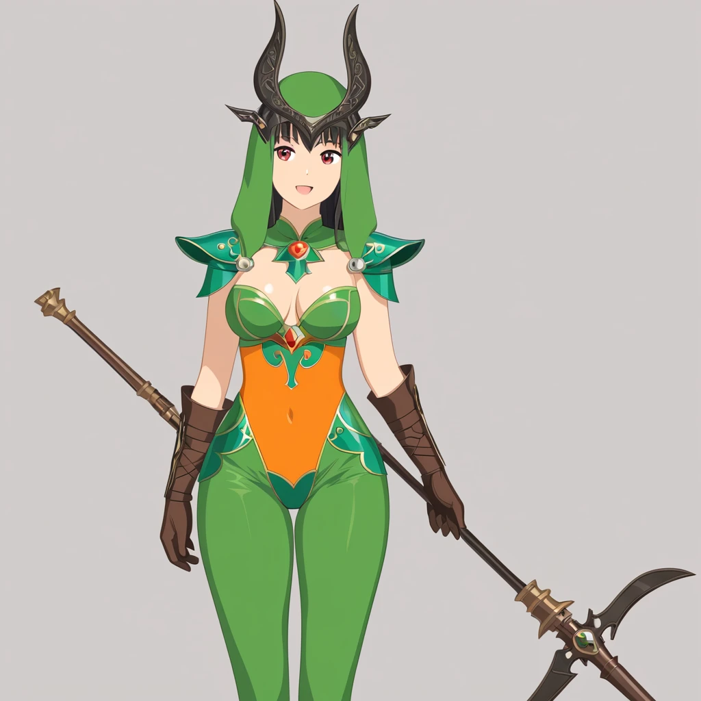 fantasy woman in folk outfit, vector graphics, strong contours